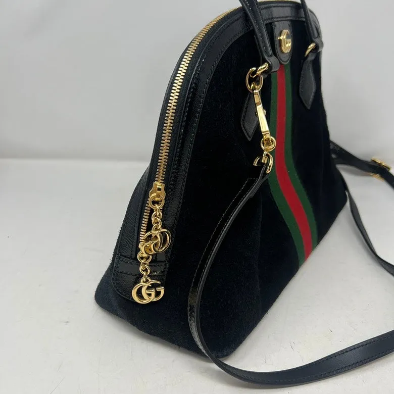 Gucci Preloved Suede & Leather 2way Handbag AF462 Black