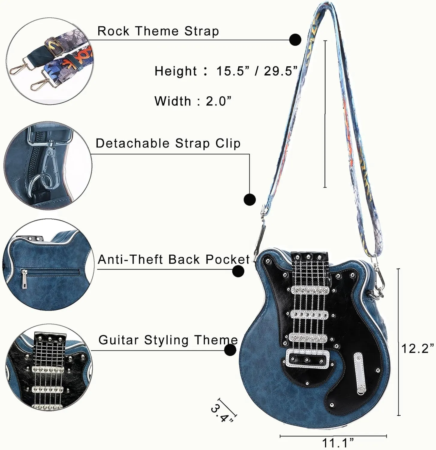 Guitar Purse Music Trendy Crossbody Shoulder Bag for Women and Men