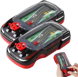 Handheld Racing Car Game, Simulation Steering Car Racing Adventure, Toy with Steering Wheel, Portable Dual Player Race Game, Interactive Family Play (Black*2)