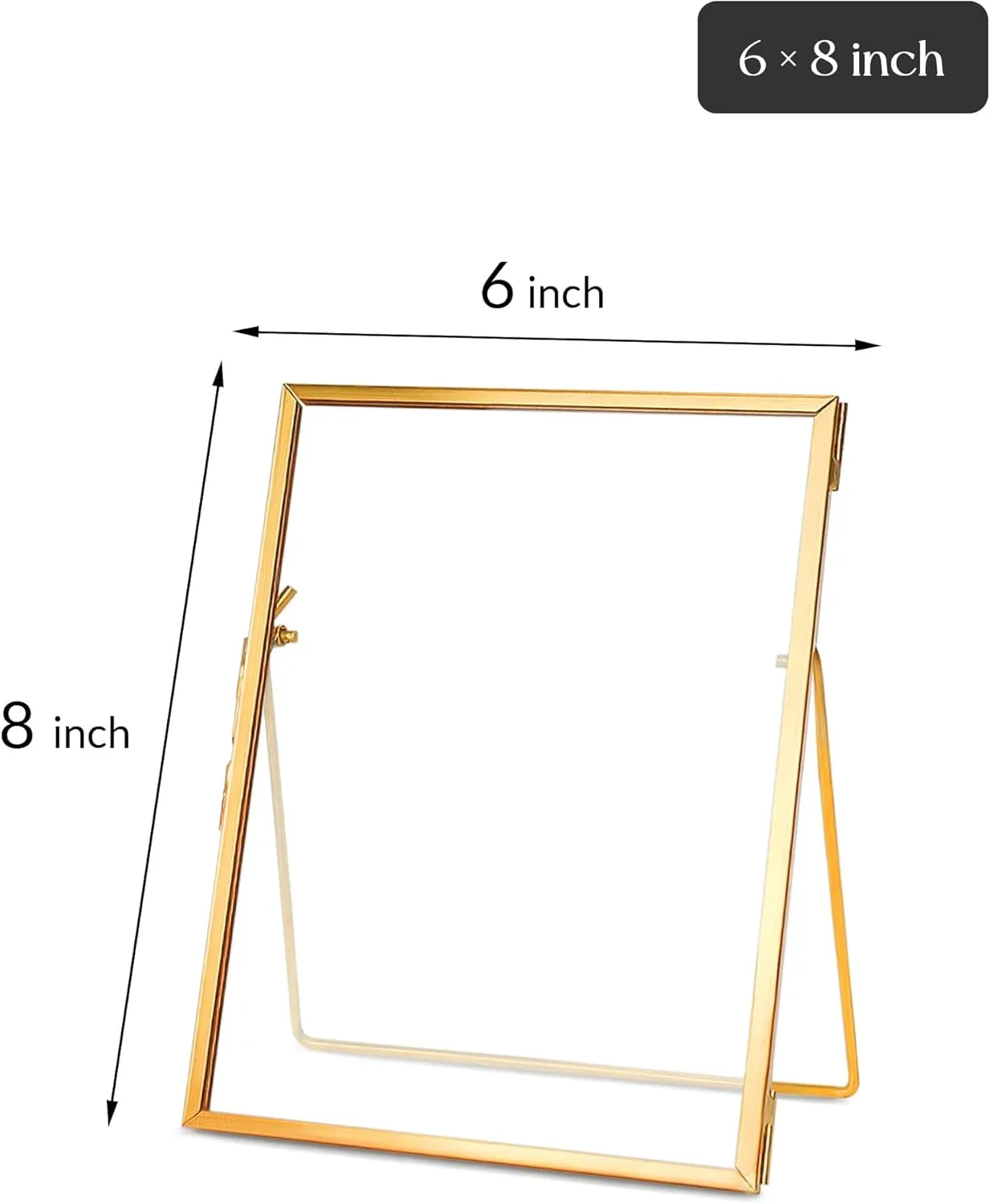Handmade Glass Pressed Flower Frame, Floating Tabletop Artwork & Photo Frame for Pressed Flowers, Brass Desk Picture Frame for Home Office Plant Specimen