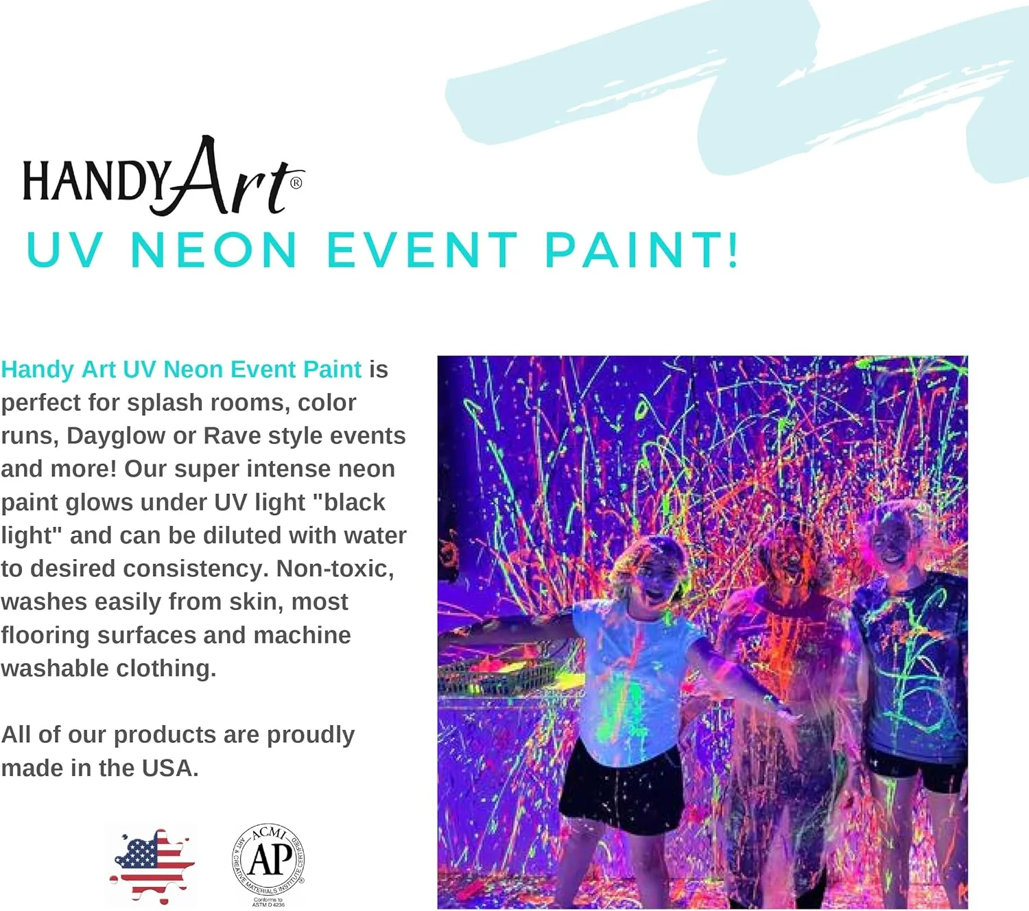 Handy Art UV Neon Event Paint in Bucket, 5-Gallon, Red