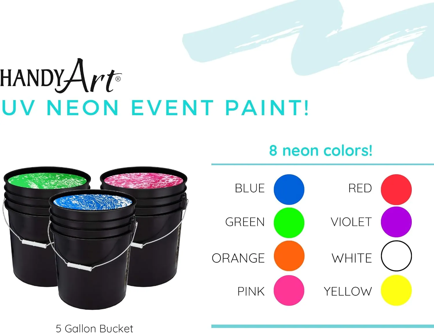 Handy Art UV Neon Event Paint in Bucket, 5-Gallon, Red