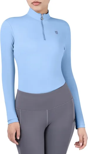 Harrison Howard Women's Equestrian Sweat Absorption Quick Drying Horse Riding Long Sleeve Shirt 1/4 Zip Base Layer