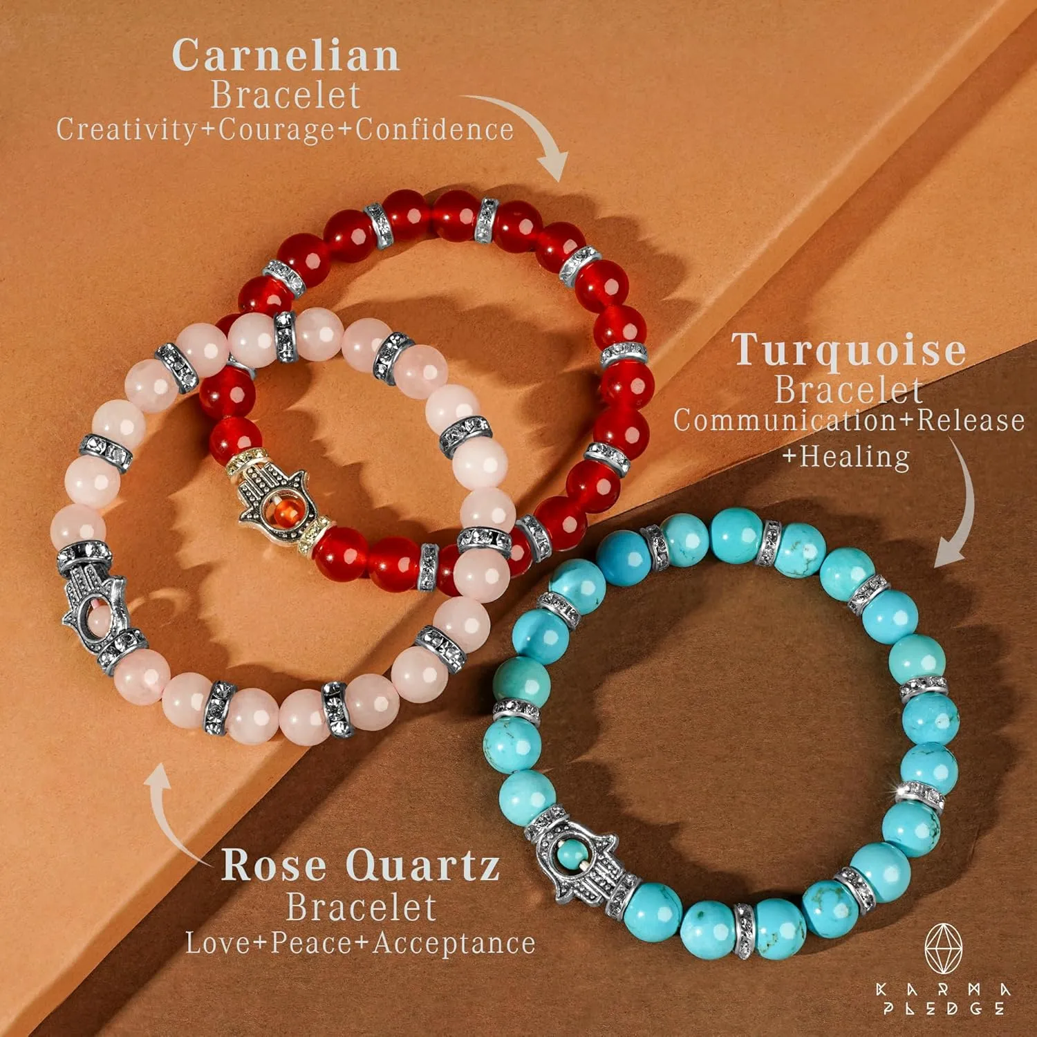 Healing Crystal Bracelets for Men & Women, Spiritual, Positive Energy & Balance, Handmade 6mm Crystal Beads Bracelets