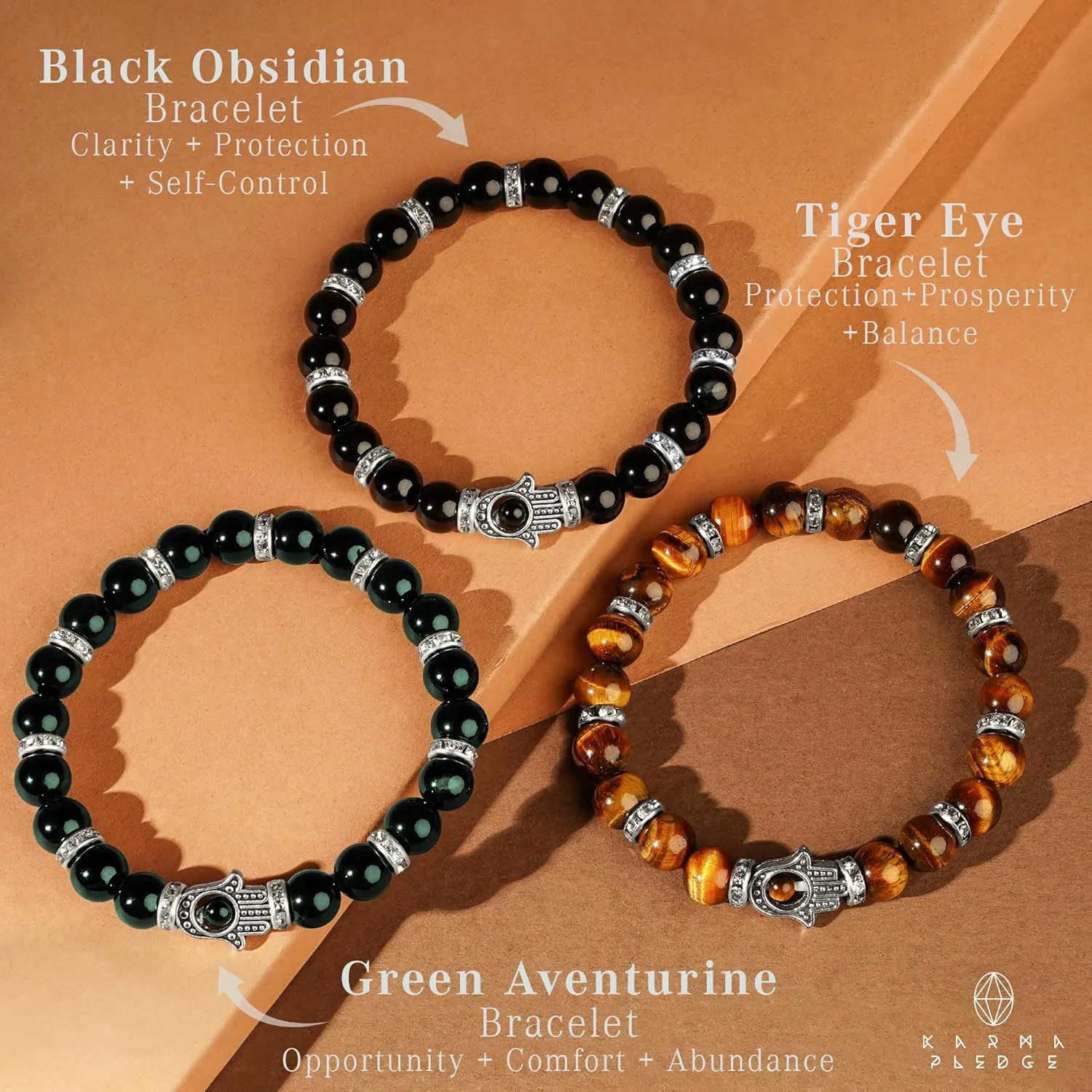 Healing Crystal Bracelets for Men & Women, Spiritual, Positive Energy & Balance, Handmade 6mm Crystal Beads Bracelets