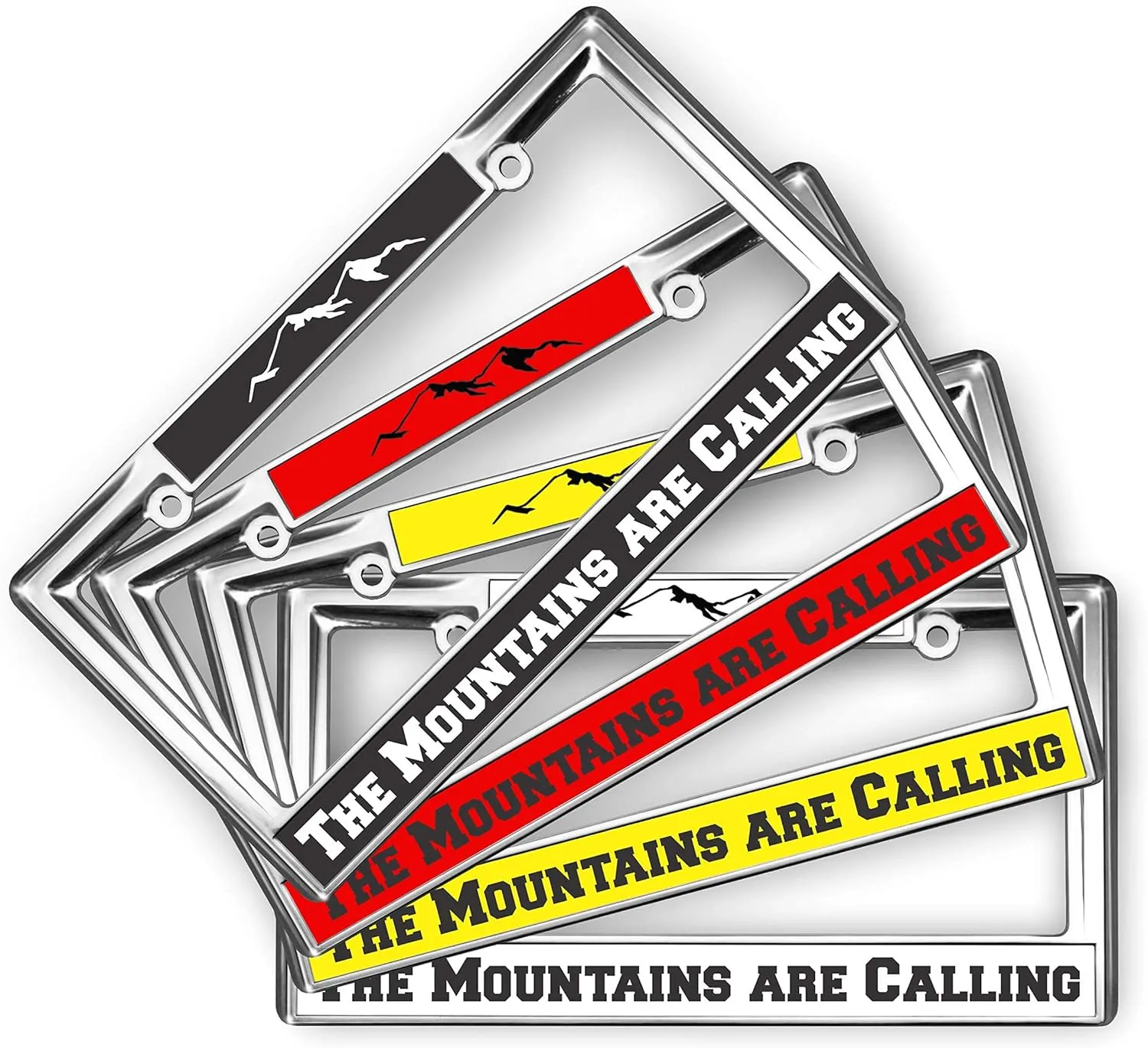 Heavy Duty Chrome Metal Personalized with Custom Text Design Laser Engraved Standard Size - Car/Automobile License Plate Frame with Free caps - Silver/Black (Qty: 1 Frame)
