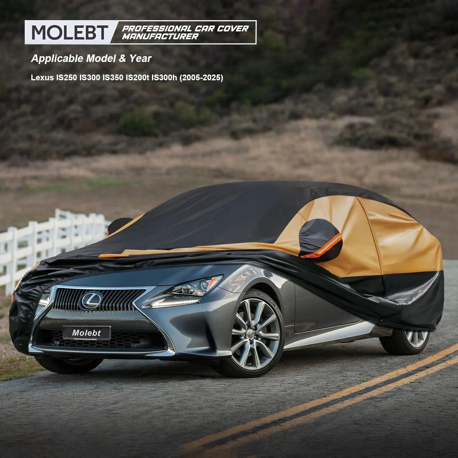 Heavy Duty Sedan Car Cover Custom Fit Lexus IS250 IS300 IS350 IS200t IS300h (2005-2025), Car Covers for Automobiles Waterproof All Weather, Outdoor Full Exterior Covers with Zipper and Cotton. Black