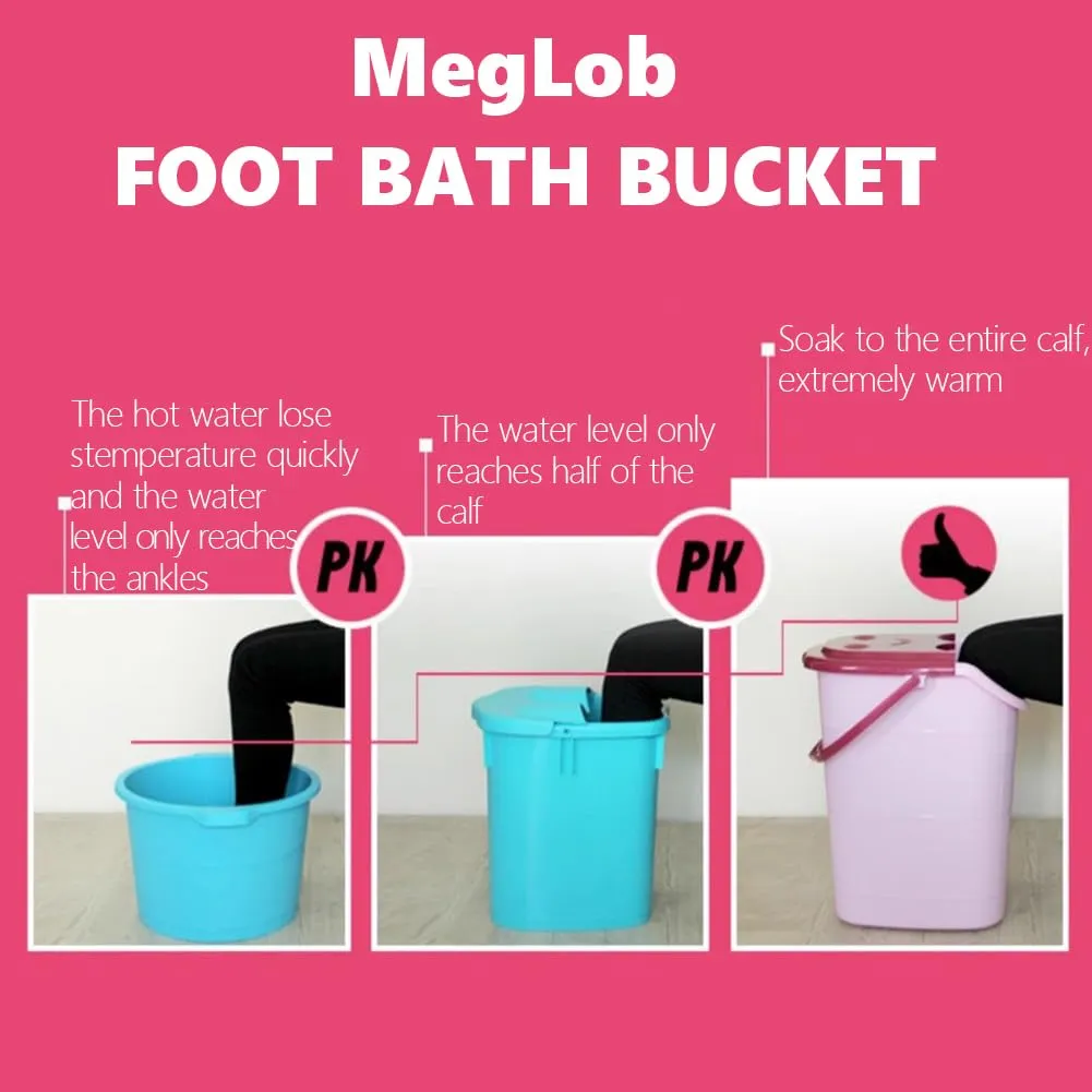 Heightened Deep Soaking Foot Bath Bucket, Multifunctional Feet Bath Tub with Handle, Plastic SPA Foot Bath Basin, Long Lasting Insulation And Deepening Foot Tub for Soaking Feet & Calf,C
