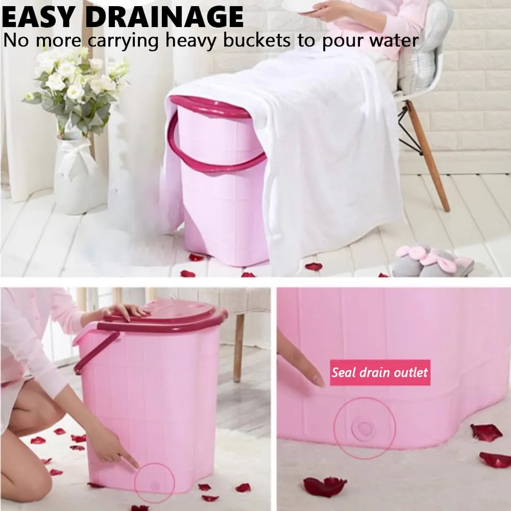 Heightened Deep Soaking Foot Bath Bucket, Multifunctional Feet Bath Tub with Handle, Plastic SPA Foot Bath Basin, Long Lasting Insulation And Deepening Foot Tub for Soaking Feet & Calf,C