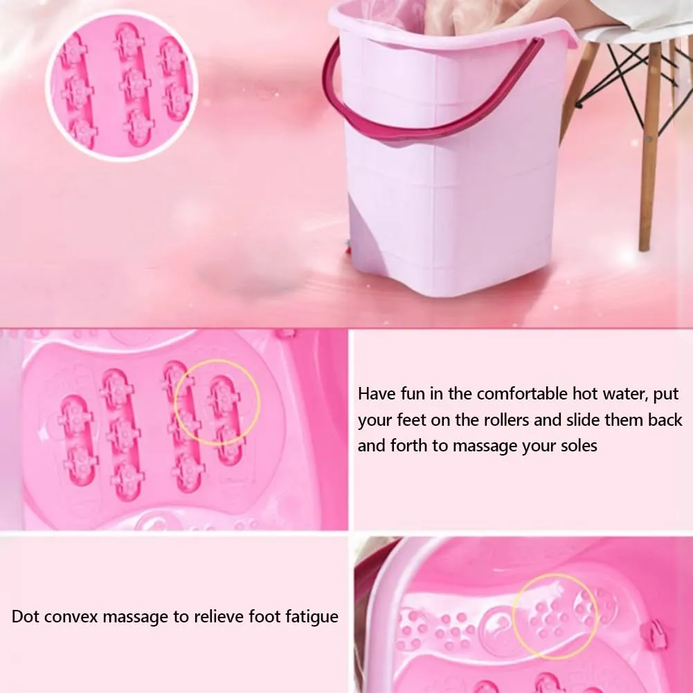 Heightened Deep Soaking Foot Bath Bucket, Multifunctional Feet Bath Tub with Handle, Plastic SPA Foot Bath Basin, Long Lasting Insulation And Deepening Foot Tub for Soaking Feet & Calf,C