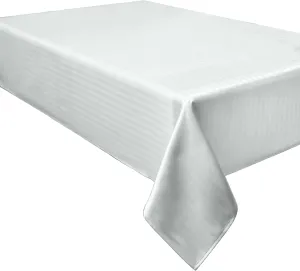 Herringbone Weave Spillproof Tablecloth, 60 by 104-Inch, White
