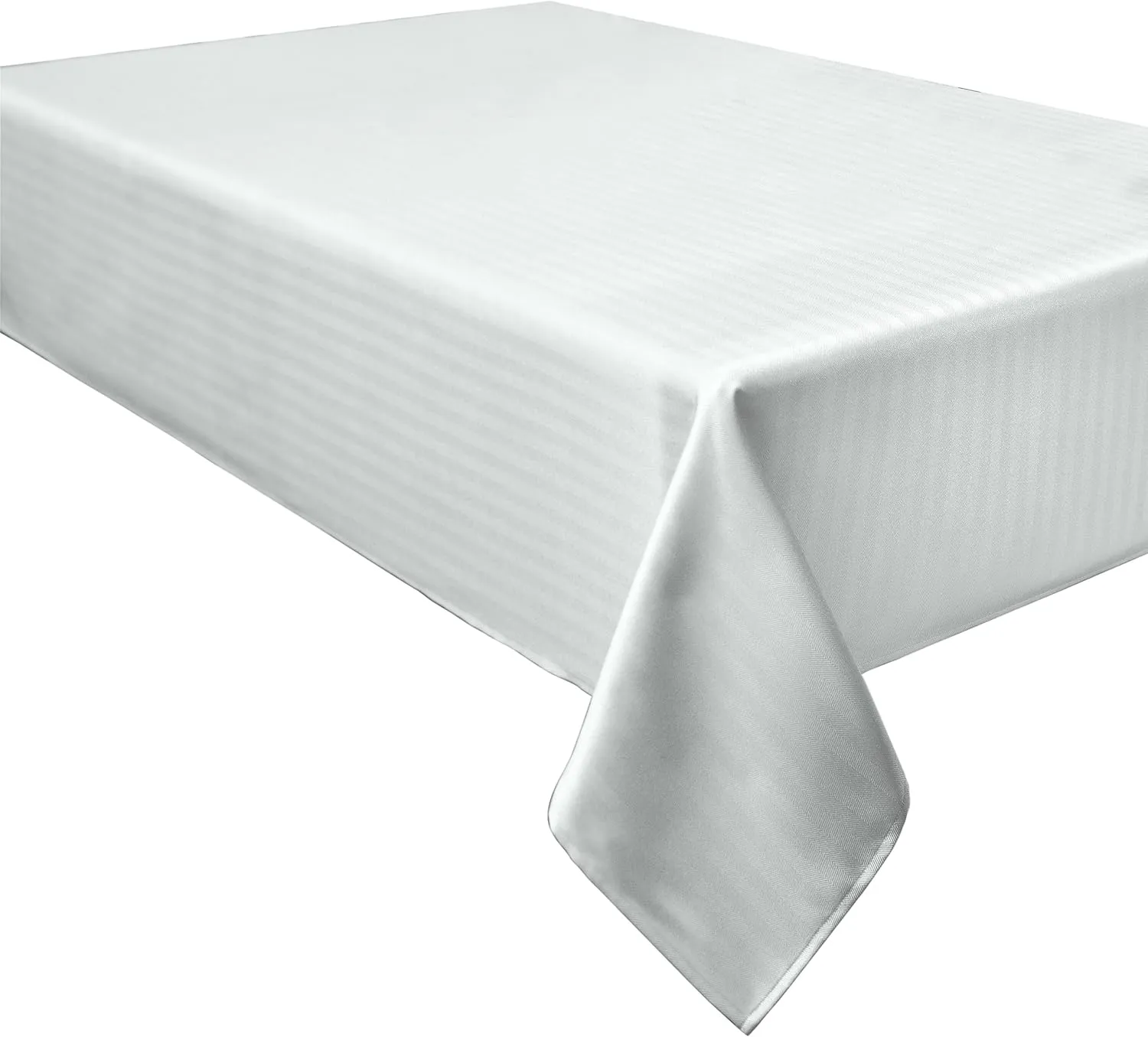 Herringbone Weave Spillproof Tablecloth, 60 by 104-Inch, White