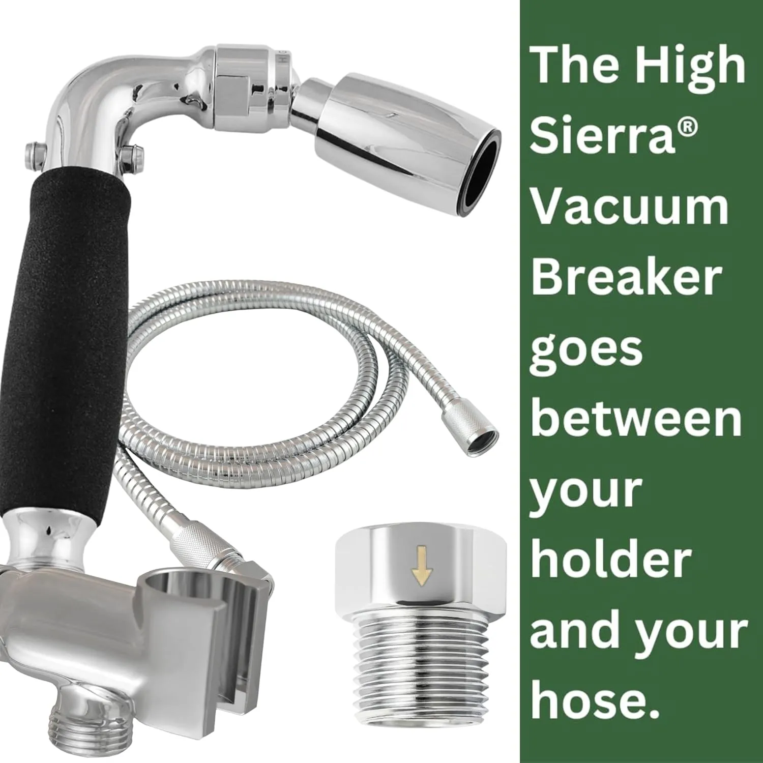 High Sierra Showerheads® - All Metal Premium Vacuum Breaker for Handheld Shower Heads - Brushed Nickel Finish