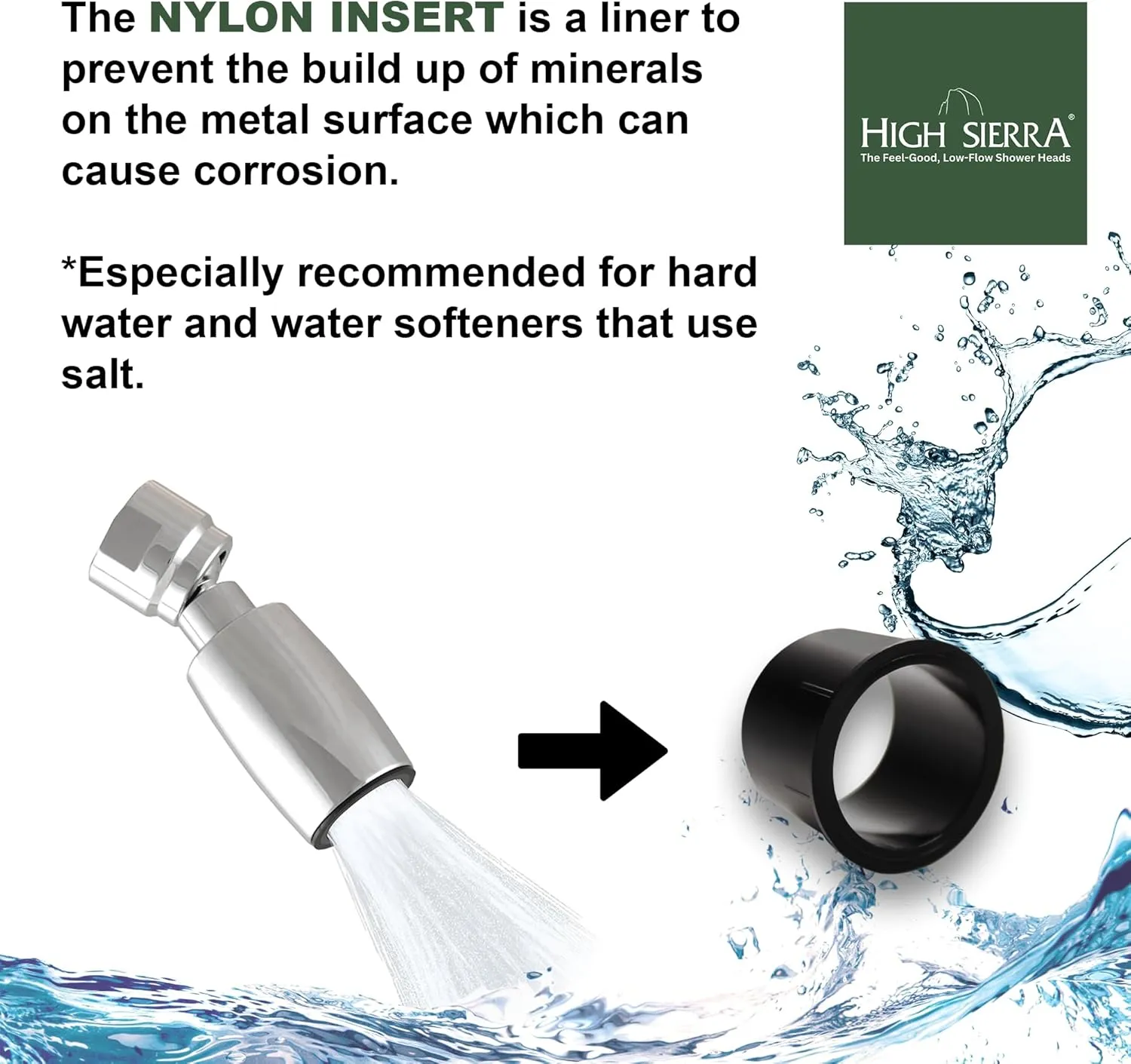 High Sierra Showerheads® - Solid Metal 1.8 GPM Low-Flow 4-Way Classic Shower Head and Handheld Combination w/Slip-Free Grip & Limescale Resistant Insert - Brushed Nickel