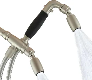 High Sierra Showerheads® - Solid Metal 1.8 GPM Low-Flow 4-Way Classic Shower Head and Handheld Combination w/Slip-Free Grip & Limescale Resistant Insert - Brushed Nickel