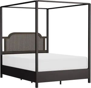 Hillsdale Melanie Wood and Metal Queen Canopy Bed with Low Footboard, Oiled Bronze