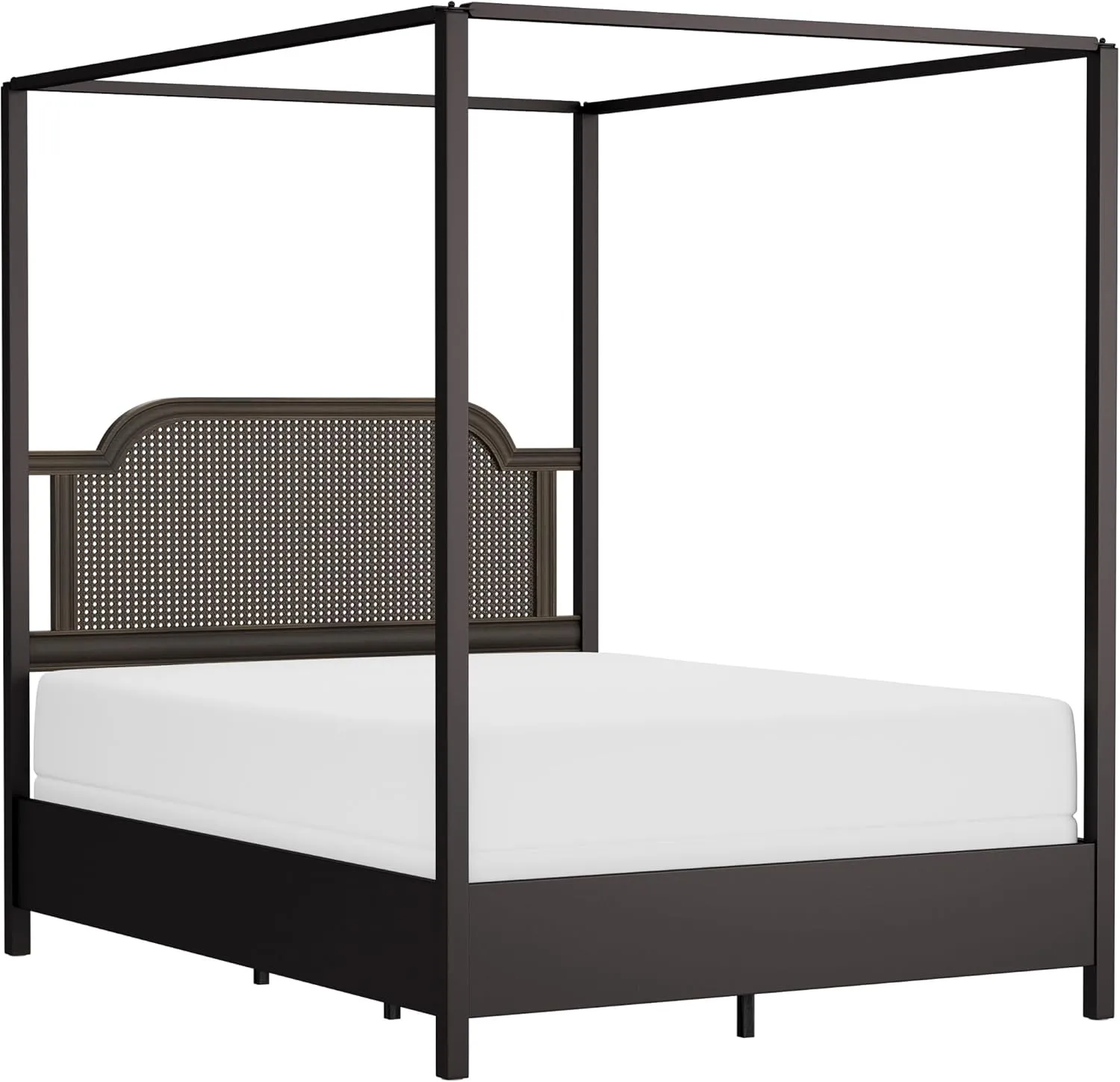 Hillsdale Melanie Wood and Metal Queen Canopy Bed with Low Footboard, Oiled Bronze