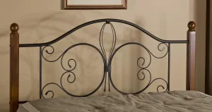 Hillsdale Milwaukee Twin Metal Headboard with Frame and Cherry Wood Posts, Textured Black