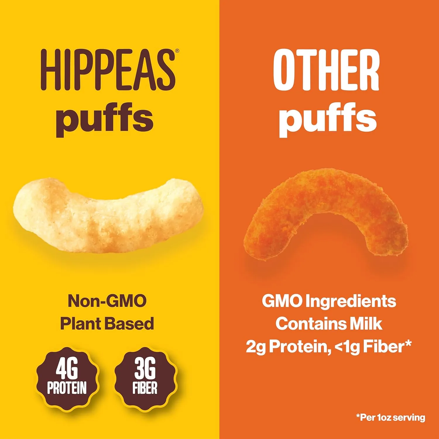 Hippeas Chickpea Puffs, Flavor Blast: White Cheddar Explosion, 0.75 Ounce (Pack of 18), 3g Protein, 2g Fiber, Vegan, Gluten-Free, Crunchy, Plant Protein Snacks