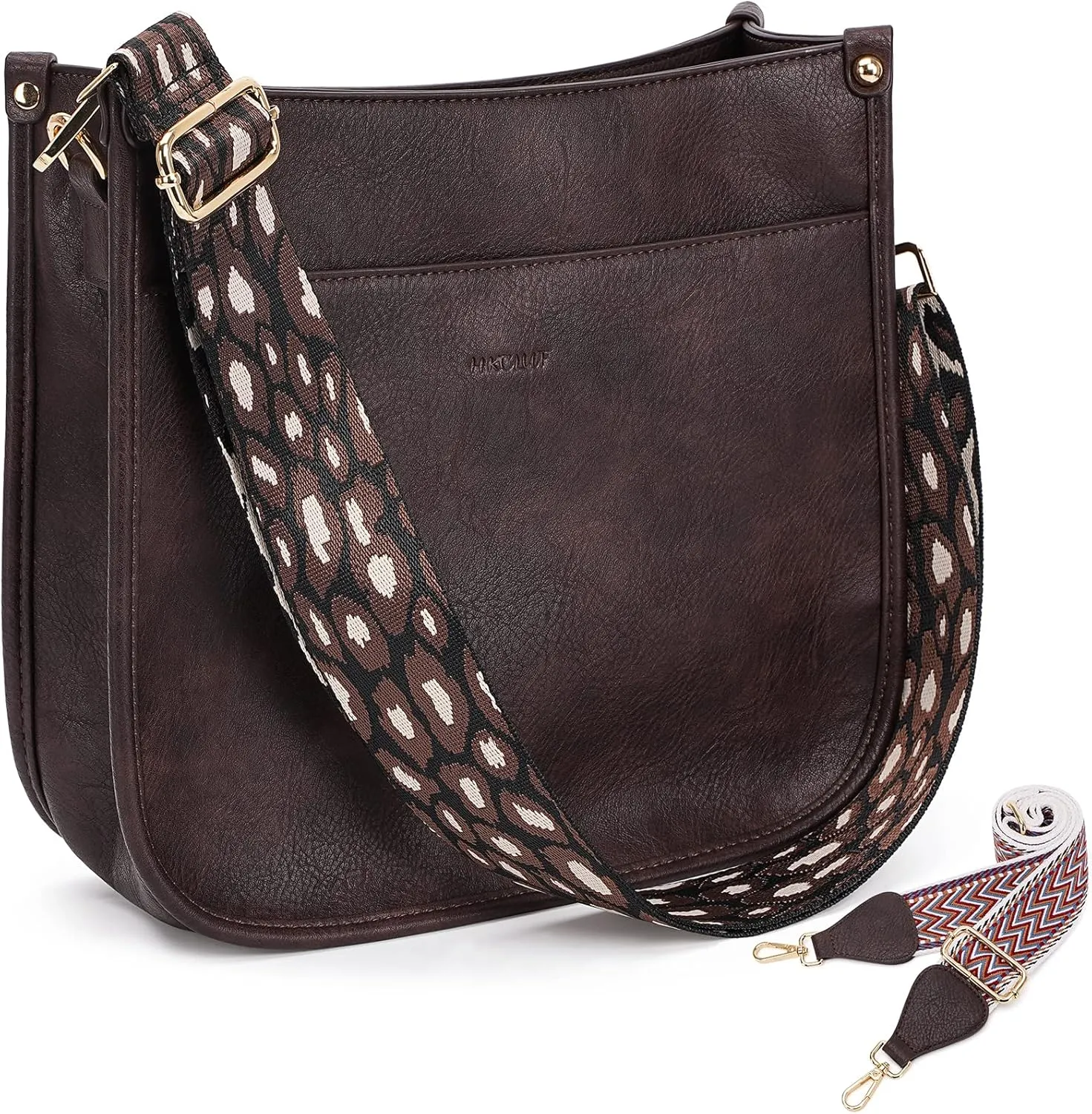 HKCLUF Crossbody Bags for Women Trendy Vegan Leather Hobo Handbags With 2PCS Adjustable Guitar Strap Shoulder Bucket Bags