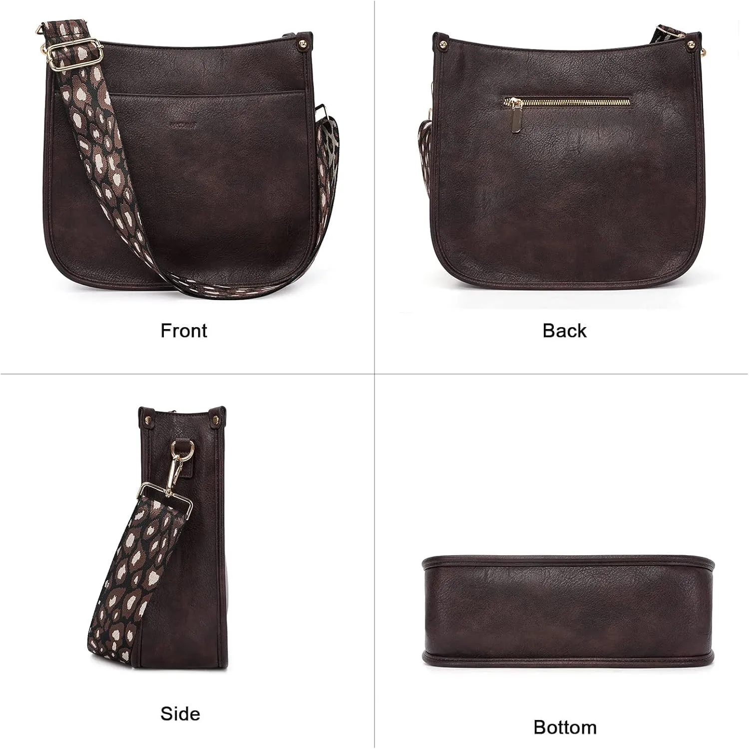 HKCLUF Crossbody Bags for Women Trendy Vegan Leather Hobo Handbags With 2PCS Adjustable Guitar Strap Shoulder Bucket Bags