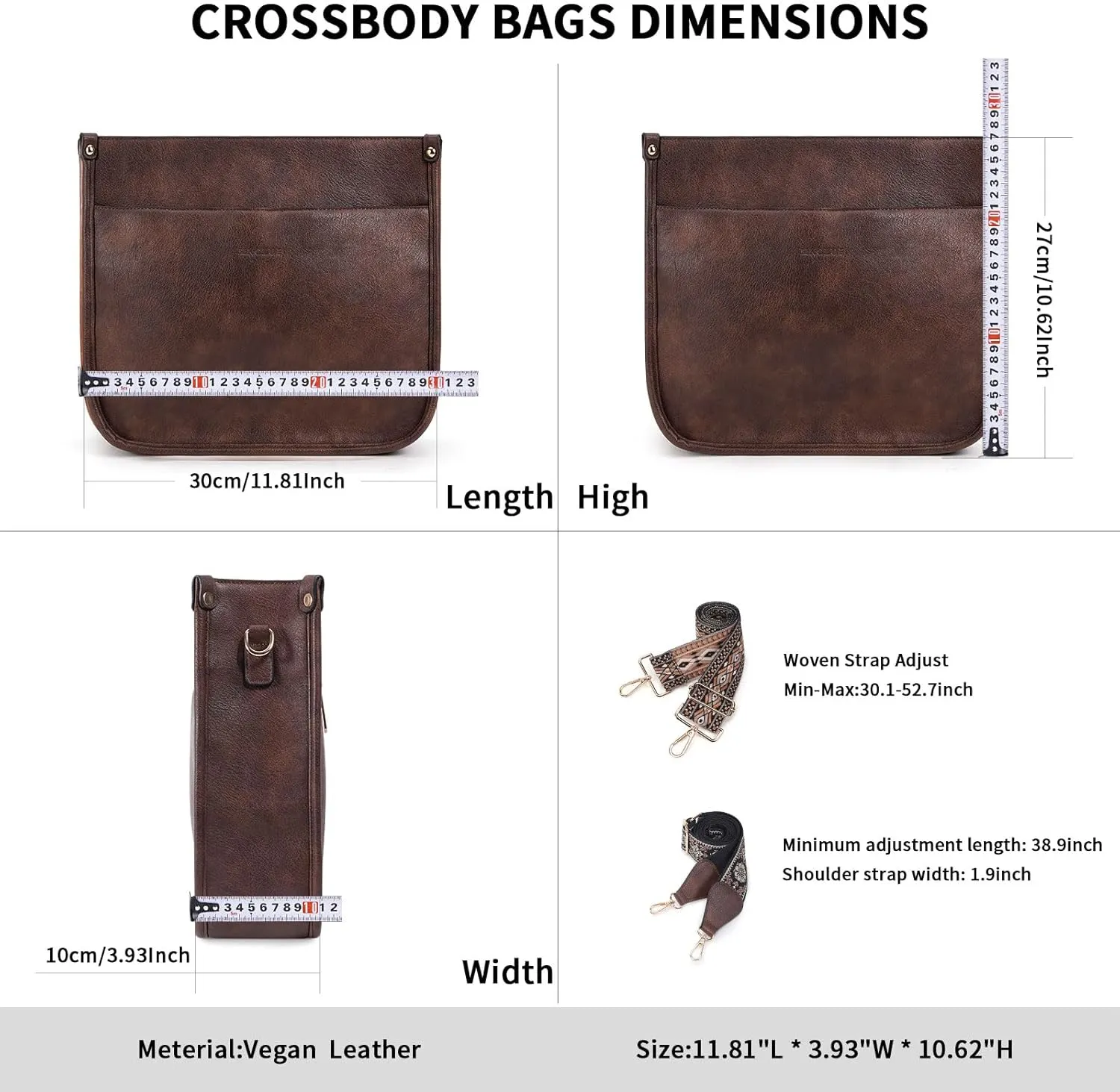 HKCLUF Crossbody Bags for Women Trendy Vegan Leather Hobo Handbags With 2PCS Adjustable Guitar Strap Shoulder Bucket Bags