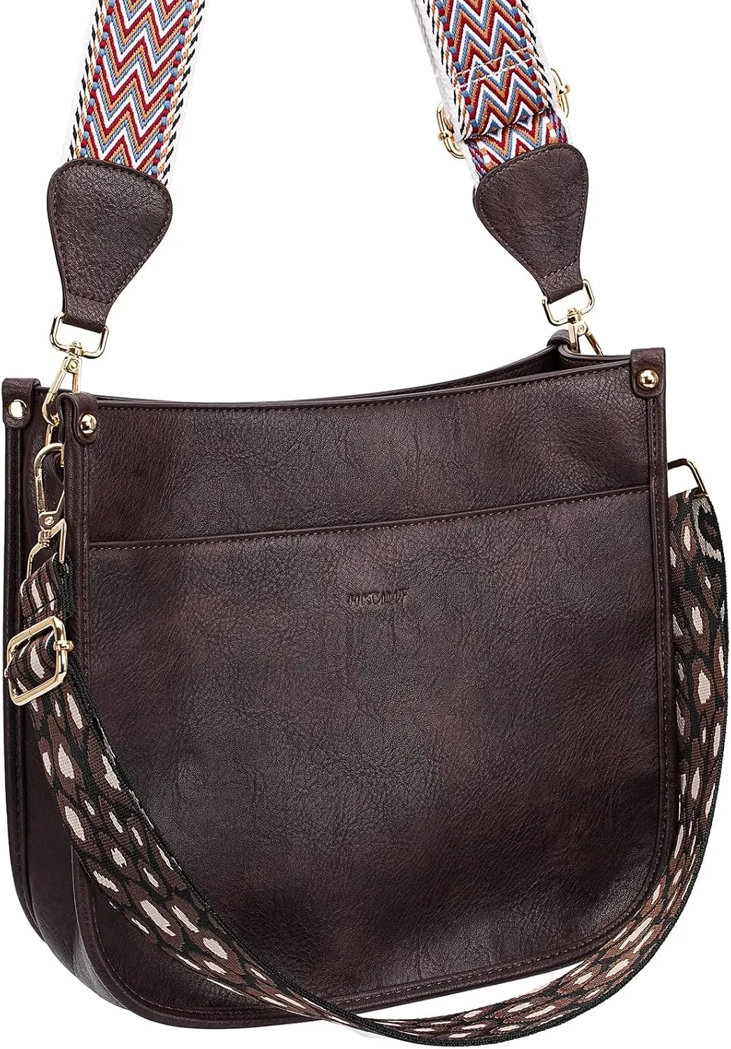 HKCLUF Crossbody Bags for Women Trendy Vegan Leather Hobo Handbags With 2PCS Adjustable Guitar Strap Shoulder Bucket Bags