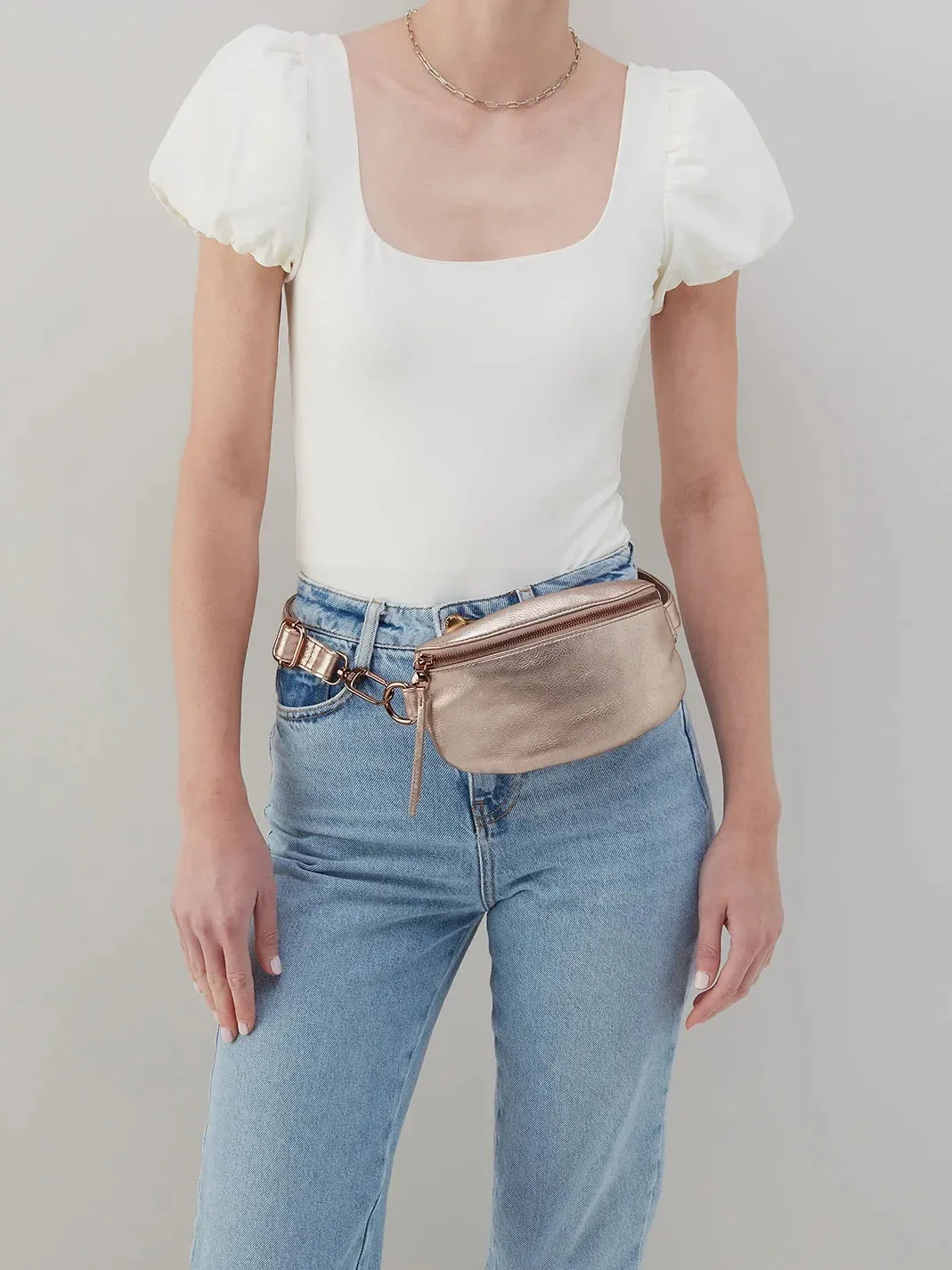 HOBO Fern Belt Bag: Metallic Leather