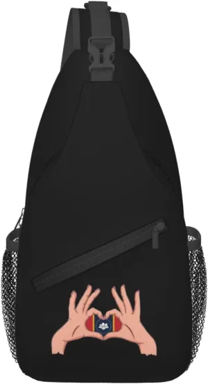 Holding A Heart Flag Of Mississippi Crossbody Bags For Women Men Chest Backpack Gym Shoulder Bag Travel Outdoor Sports Casual Crossbody Bags