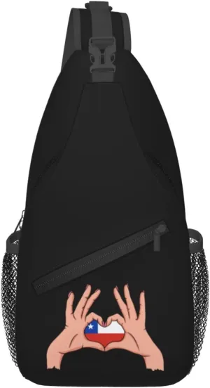 Holding Love In Your Hands Flag Of Chile Crossbody Bags For Women Men Chest Backpack Gym Shoulder Bag Travel Outdoor Sports Casual Crossbody Bags