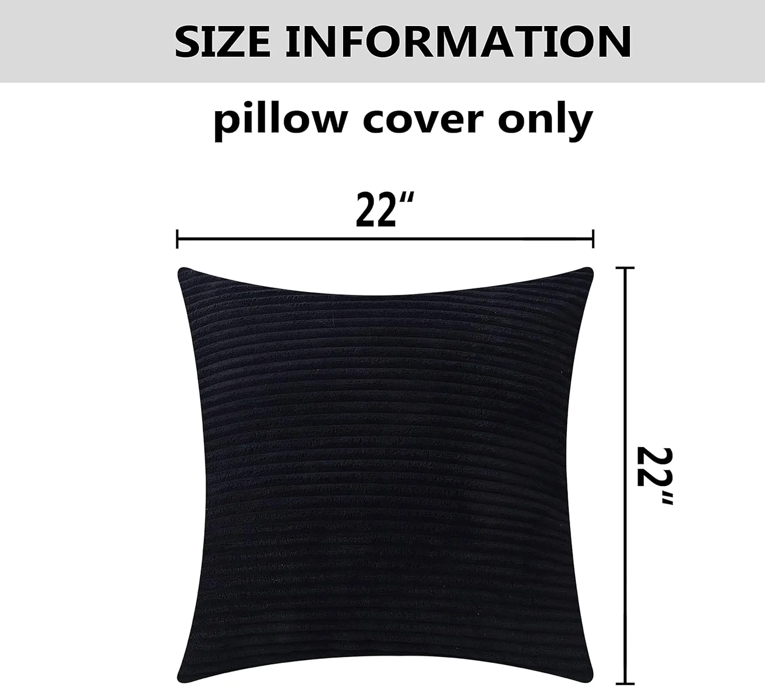 Home Brilliant Set of 2 Throw Pillow Covers Spring Decorative Couch Pillow Covers Striped Velvet Pillowcases for Floor, 55cm, 22 x 22 Inch, Black