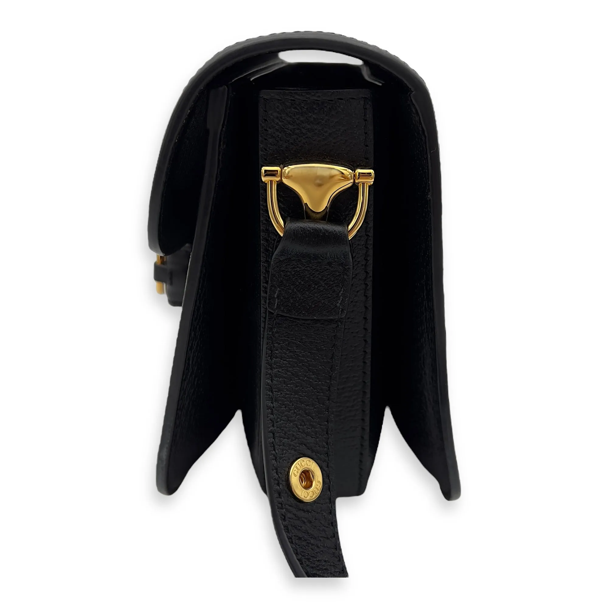 Horsebit 1955 Black Crossbody Bag in Denim, Gold hardware