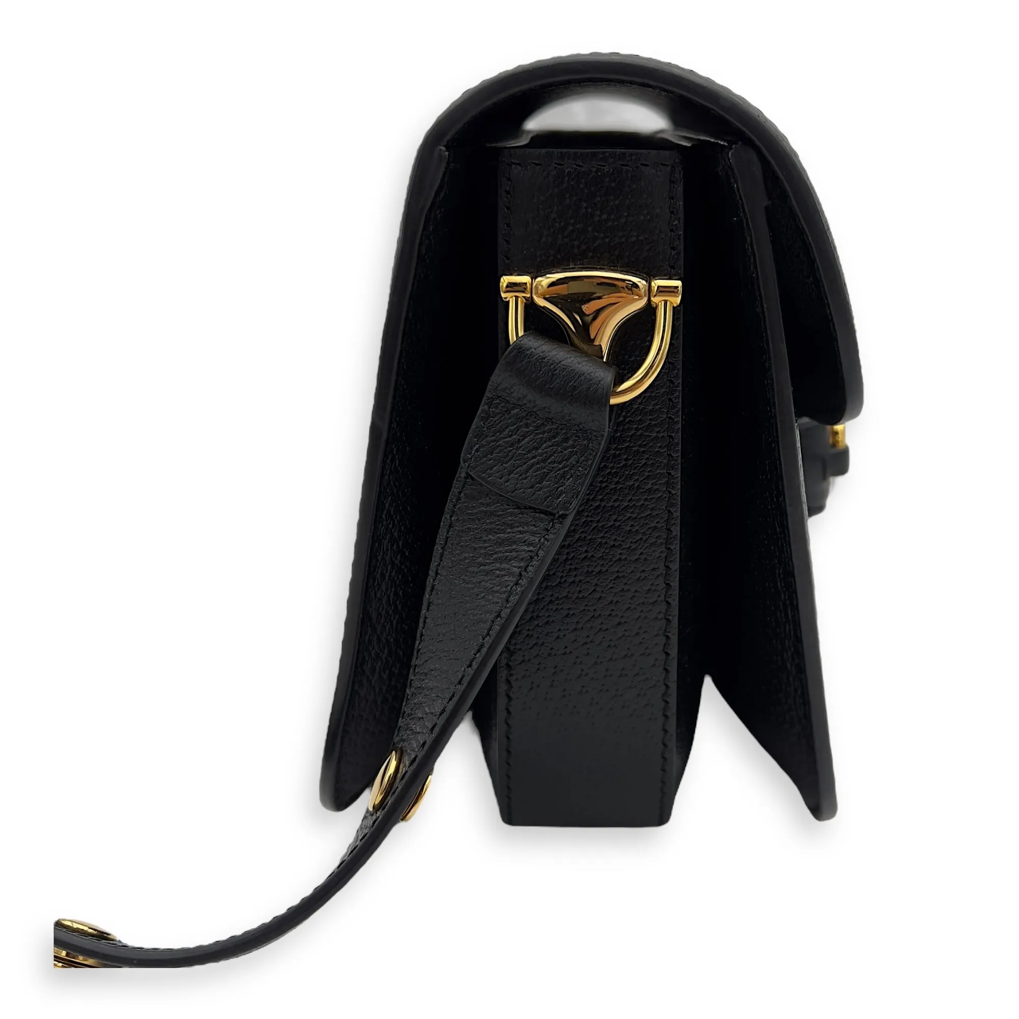 Horsebit 1955 Black Crossbody Bag in Denim, Gold hardware