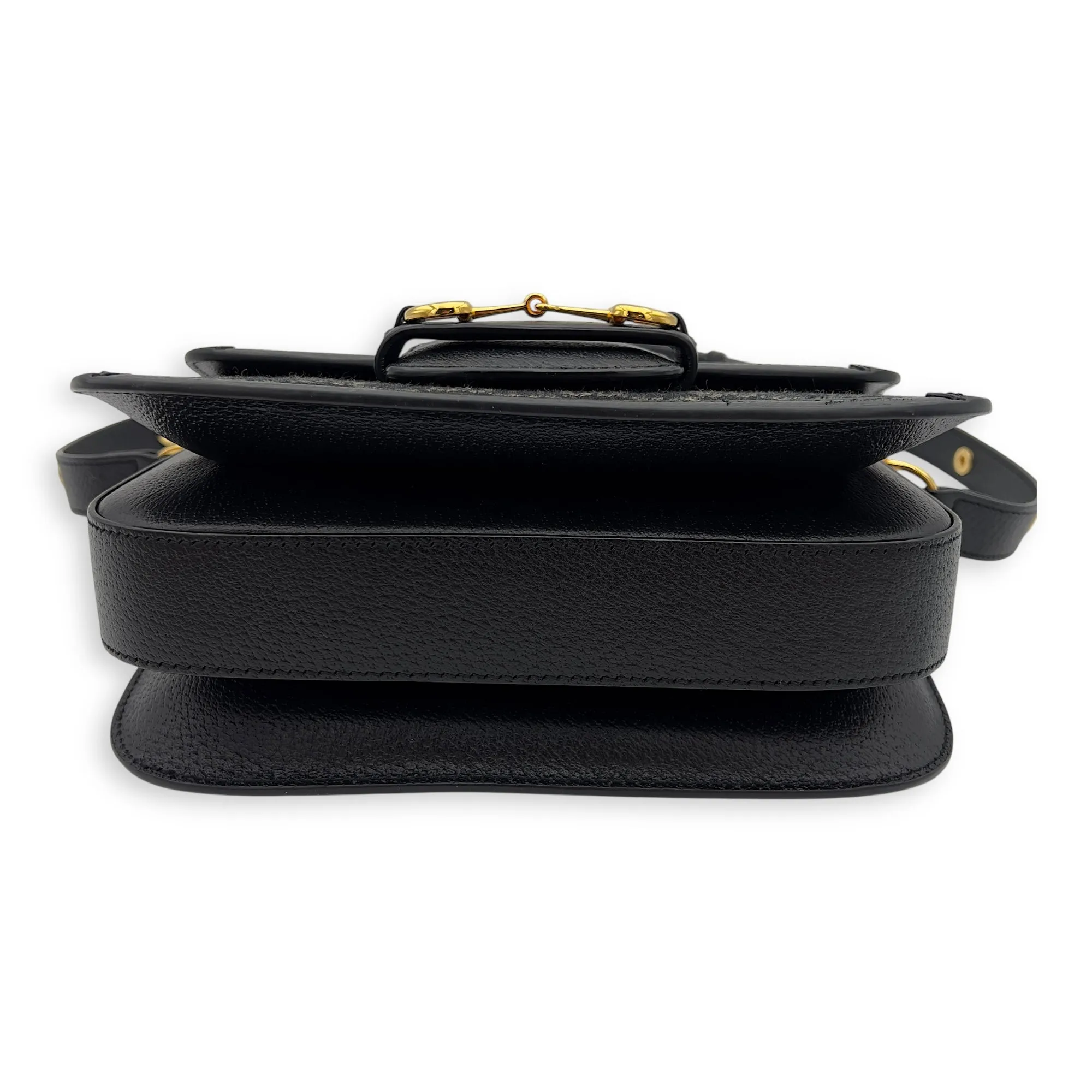 Horsebit 1955 Black Crossbody Bag in Denim, Gold hardware