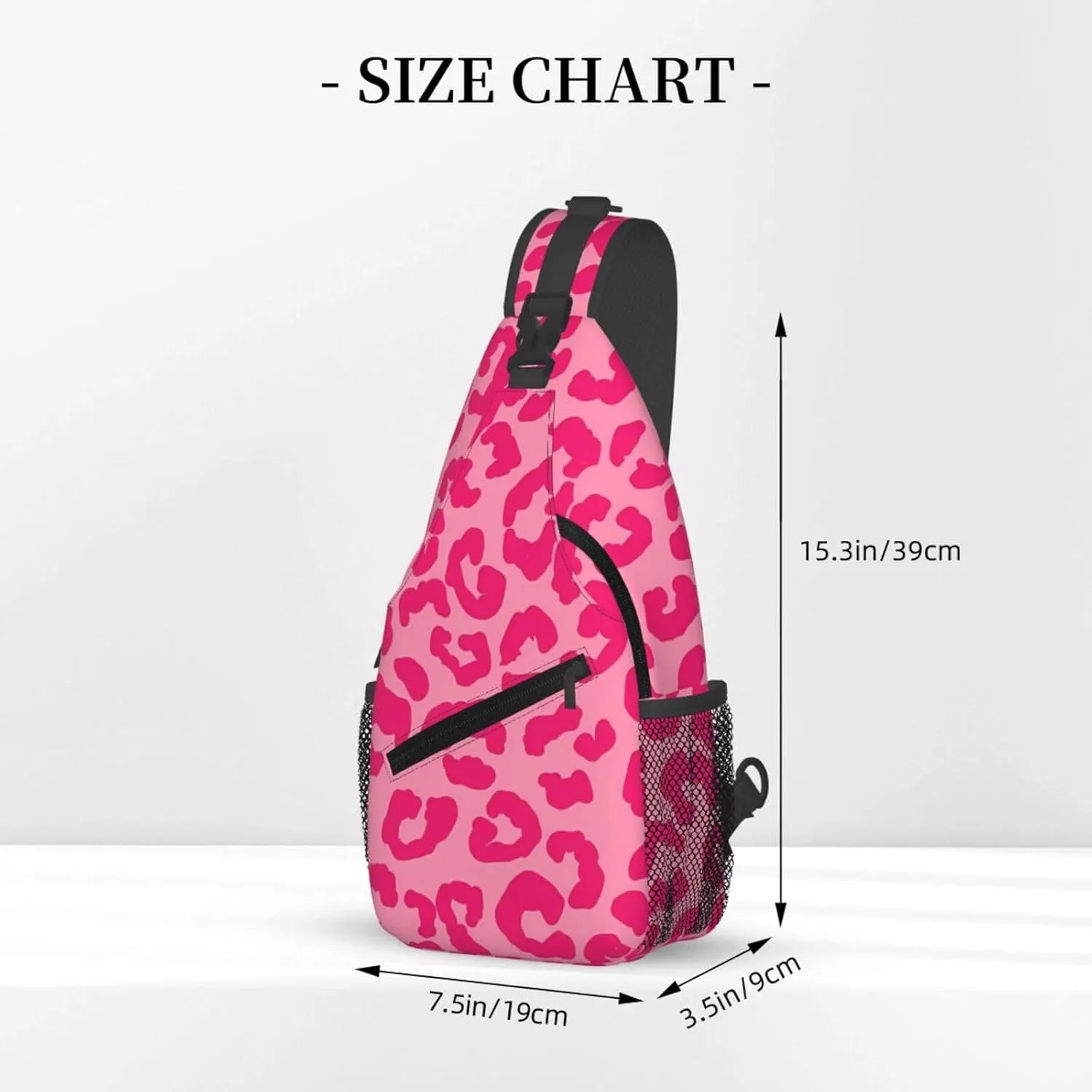 Hot Pink Leopard Sling Bag Adjustable Crossbody Bag Casual Chest Bags Travel Shoulder Backpack For Women Men