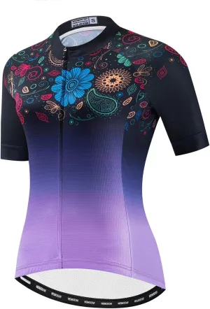 Hotlion Cycling Jersey Women Short Sleeve Bicycle Clothing Top MTB Full Zipper Bike Jerseys Clothes