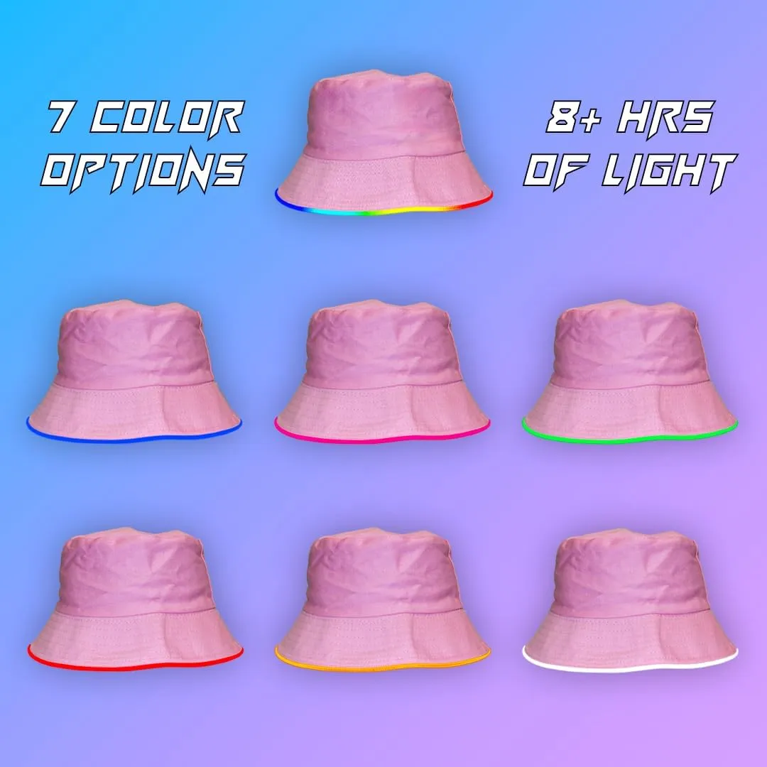 House Of Rave LED Bucket Hat - Neon Rave Accessory & Festival Outfit - Light Up Rave Bucket Hat for Men, Women