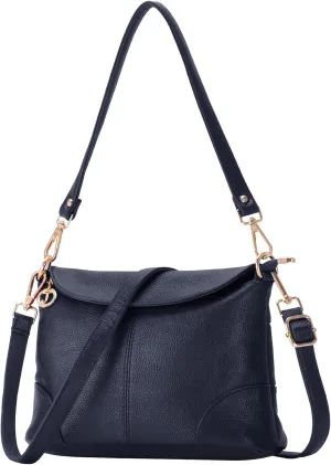 HUA ANGEL Crossbody Bags for Women, Leather Shoulder Purse Bag with 2 Removable Straps, Multi Pocket Trendy Hobo Bag Satchel
