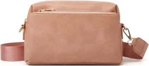 HUA ANGEL Small Crossbody Bags for Women Leather Cellphone Shoulder Handbags Triple Zip Satchel Purse with Adjustable Strap