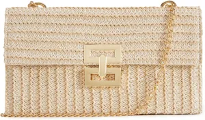 Huralona Straw Clutch Purse Woven Beach Bag Summer Clutch Handbag Vacation Straw Shoulder Crossbody Bag