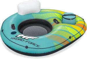 Hydro-Force Inflatable Tube Swim Ring with Built-in Cooler & Cup Holder