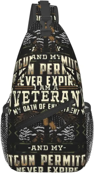 I Am A Veteran My Oath Of Enlistment Sling Bag Adjustable Crossbody Bag Casual Chest Bags Travel Shoulder Backpack