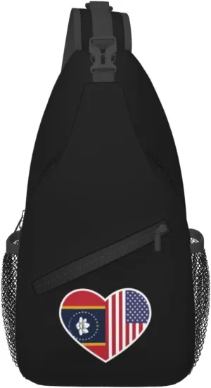 I Love America And Mississippi Crossbody Bags For Women Men Chest Backpack Gym Shoulder Bag Travel Outdoor Sports Casual Crossbody Bags