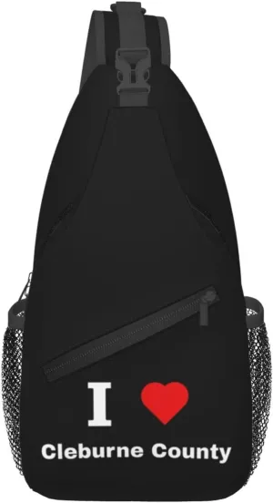 I Love Cleburne County Crossbody Bags For Women Men Chest Backpack Gym Shoulder Bag Travel Outdoor Sports Casual Crossbody Bags