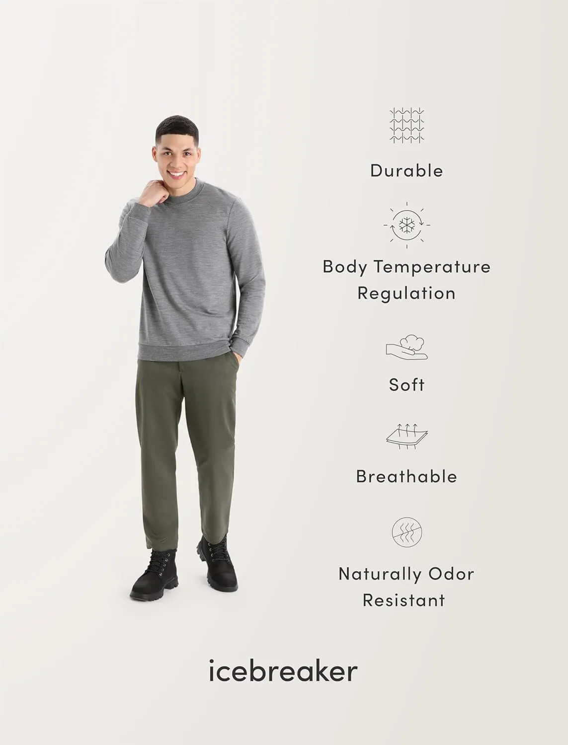 Icebreaker Merino Men's Merino Blend Run  Ultralight Crew
