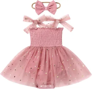 IMEKIS Baby Girl Strawberry One Birthday Outfit Boho Romper Tulle Dress Headband Summer Cake Smash Photo Shoot