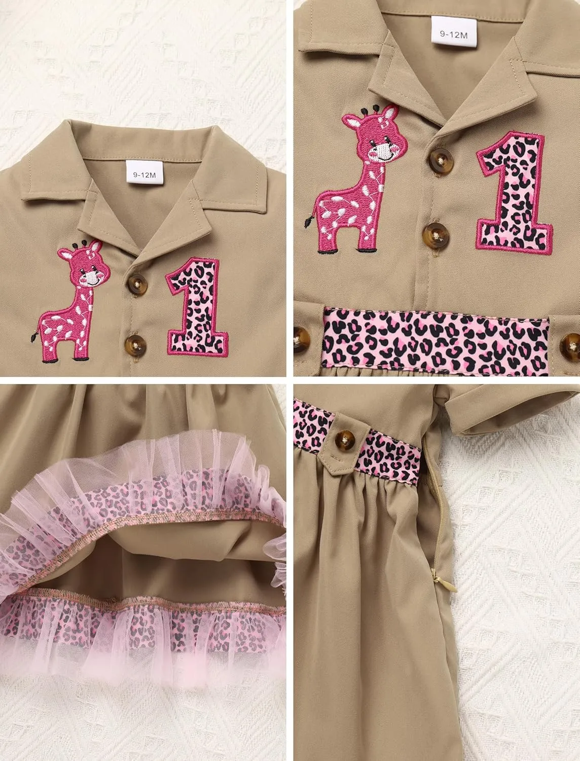 IMEKIS Toddler Baby Girl Birthday Outfit Giraffe Dress with Hat Cake Smash Photo Shoot Jungle Safari Clothes Set