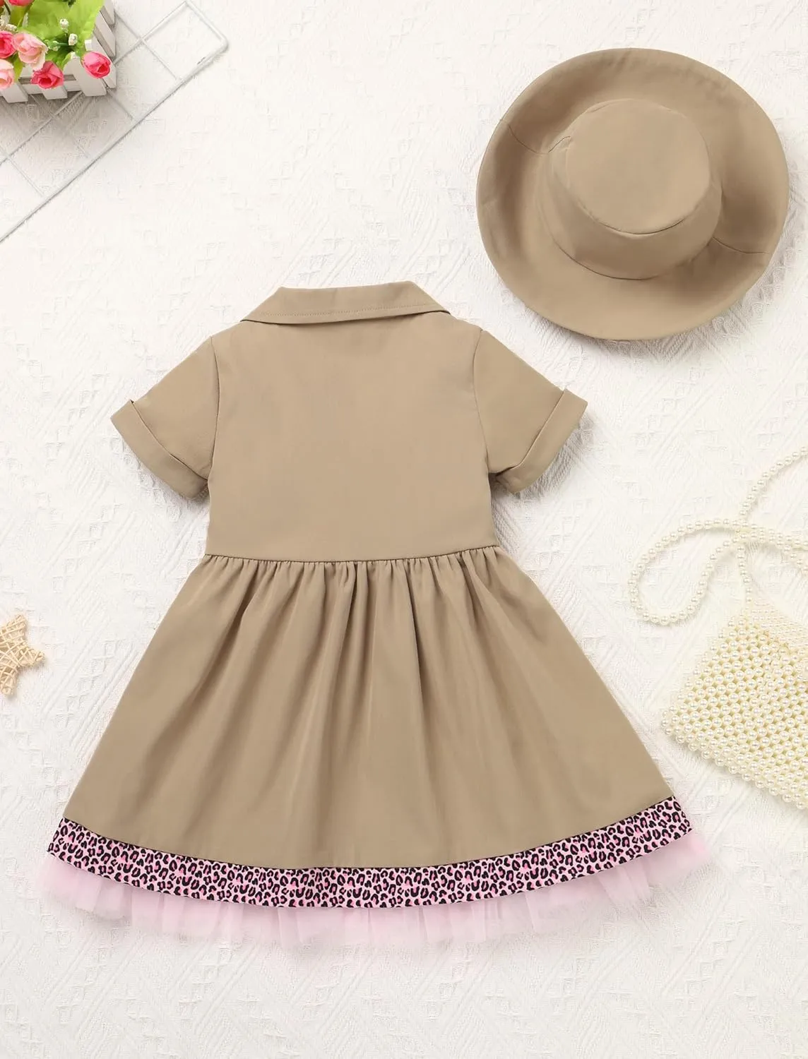 IMEKIS Toddler Baby Girl Birthday Outfit Giraffe Dress with Hat Cake Smash Photo Shoot Jungle Safari Clothes Set