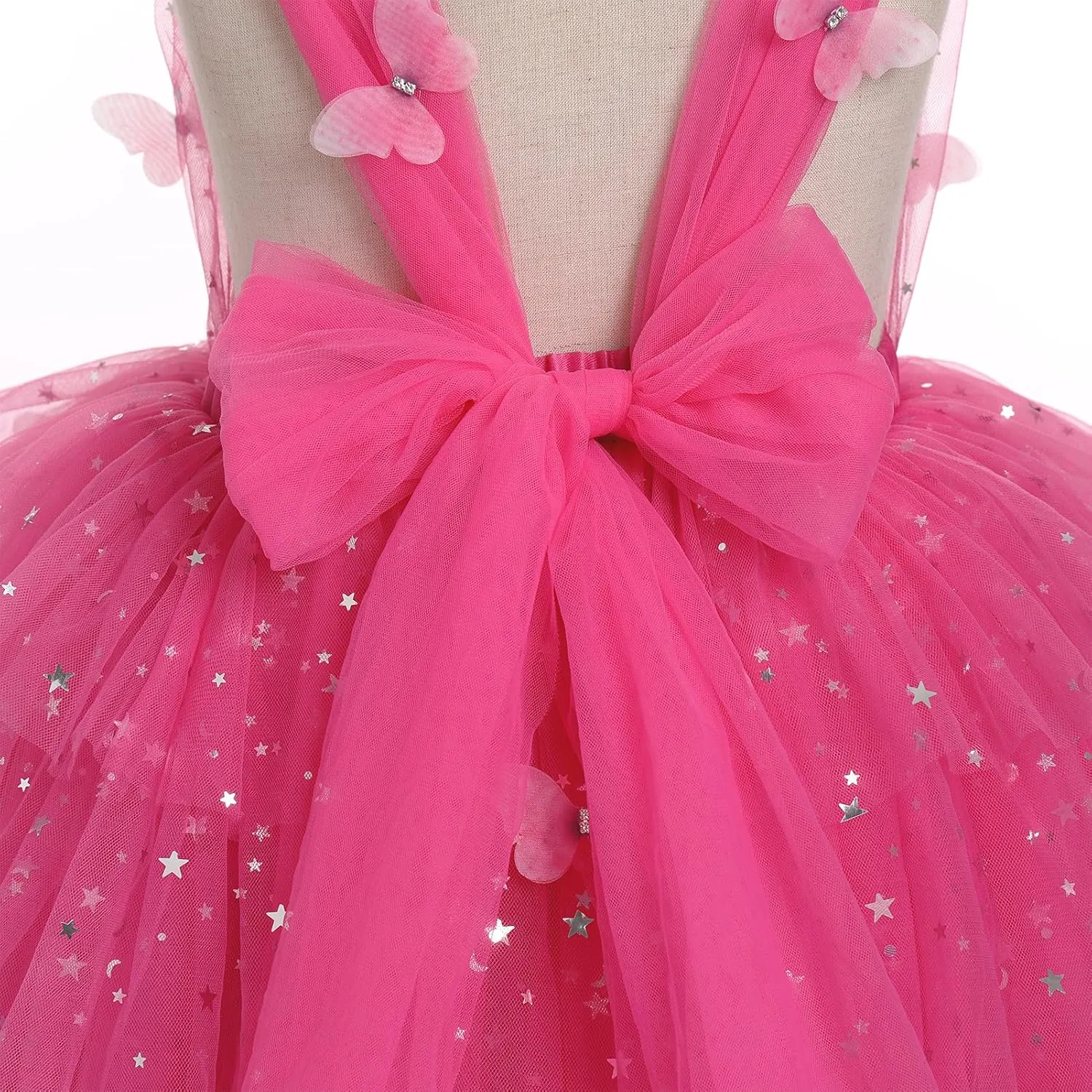 IMEKIS Toddler Girls Butterfly Birthday Dress Rainbow Tulle Formal Wedding Party Ruffle Tutu Dresses Photo Shoot
