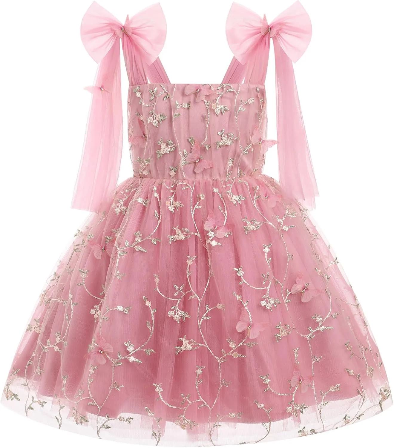 IMEKIS Toddler Girls Butterfly Birthday Dress Rainbow Tulle Formal Wedding Party Ruffle Tutu Dresses Photo Shoot